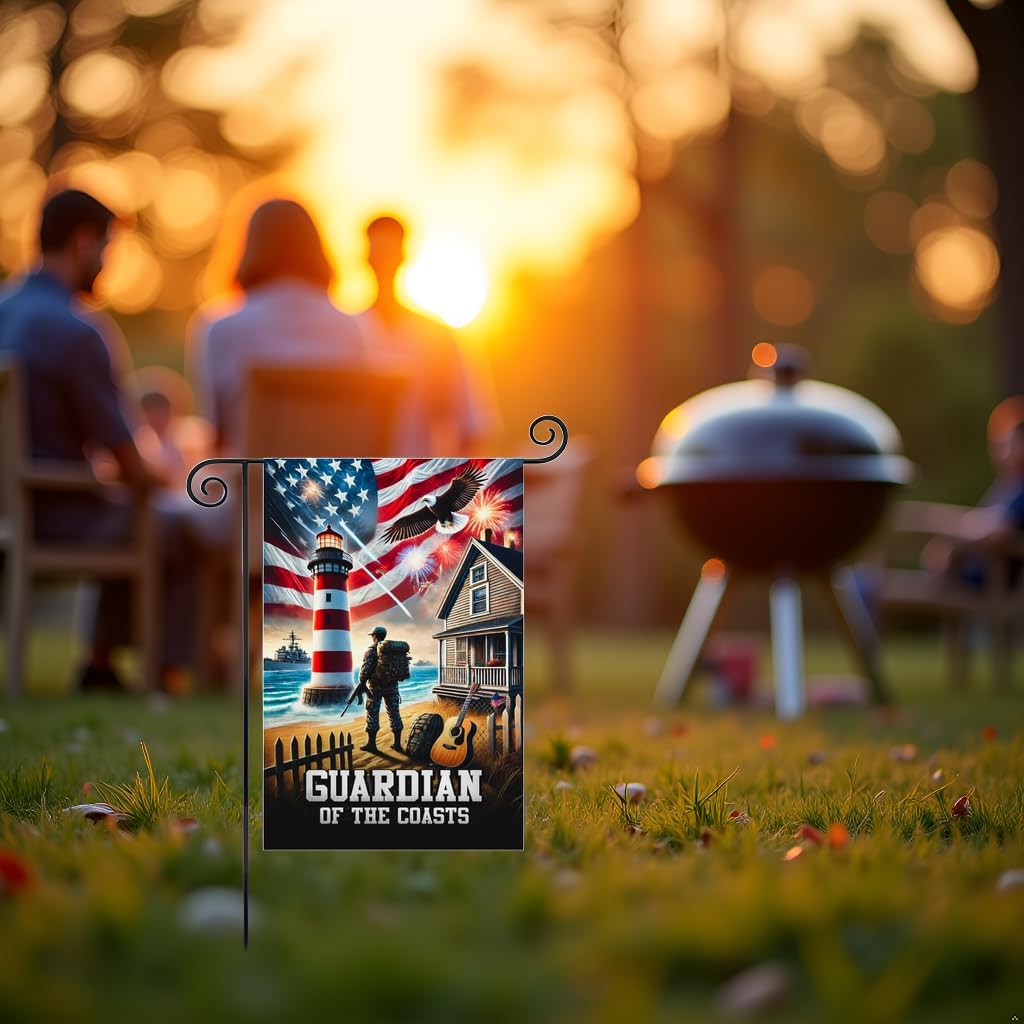 Navy Veteran Coastal Tribute Garden Flag 12x18 In Doublesided Patriotic Outdoor Decor Lighthouse Warship Veterans Day Memorial Day US Military Gift - Image 9