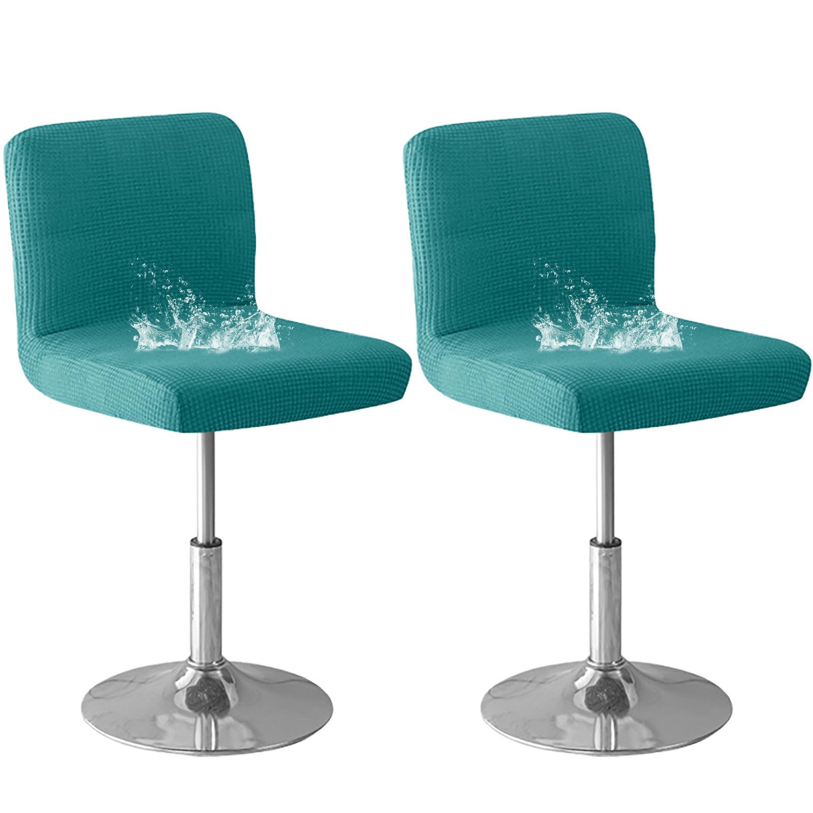 ZRCYXDW Bar Stool Covers, Water Resistant Swivel Bar Stool Chair Covers with Backs Soft Pub Counter Stool Covers Non Slip Removable for Swivel Barstool Chair Seat-Turquoise Blue-2 Pack