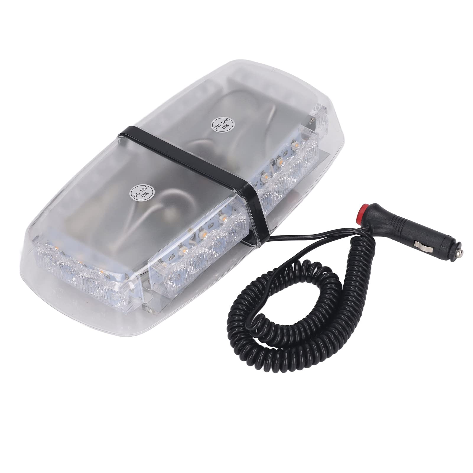 Luz estroboscópica DC 12 V LED, barra de luces de advertencia intermitentes con base magnética, baliza de emergencia de 24 W y 7 modos para automóvil, yate, quitanieves; luz