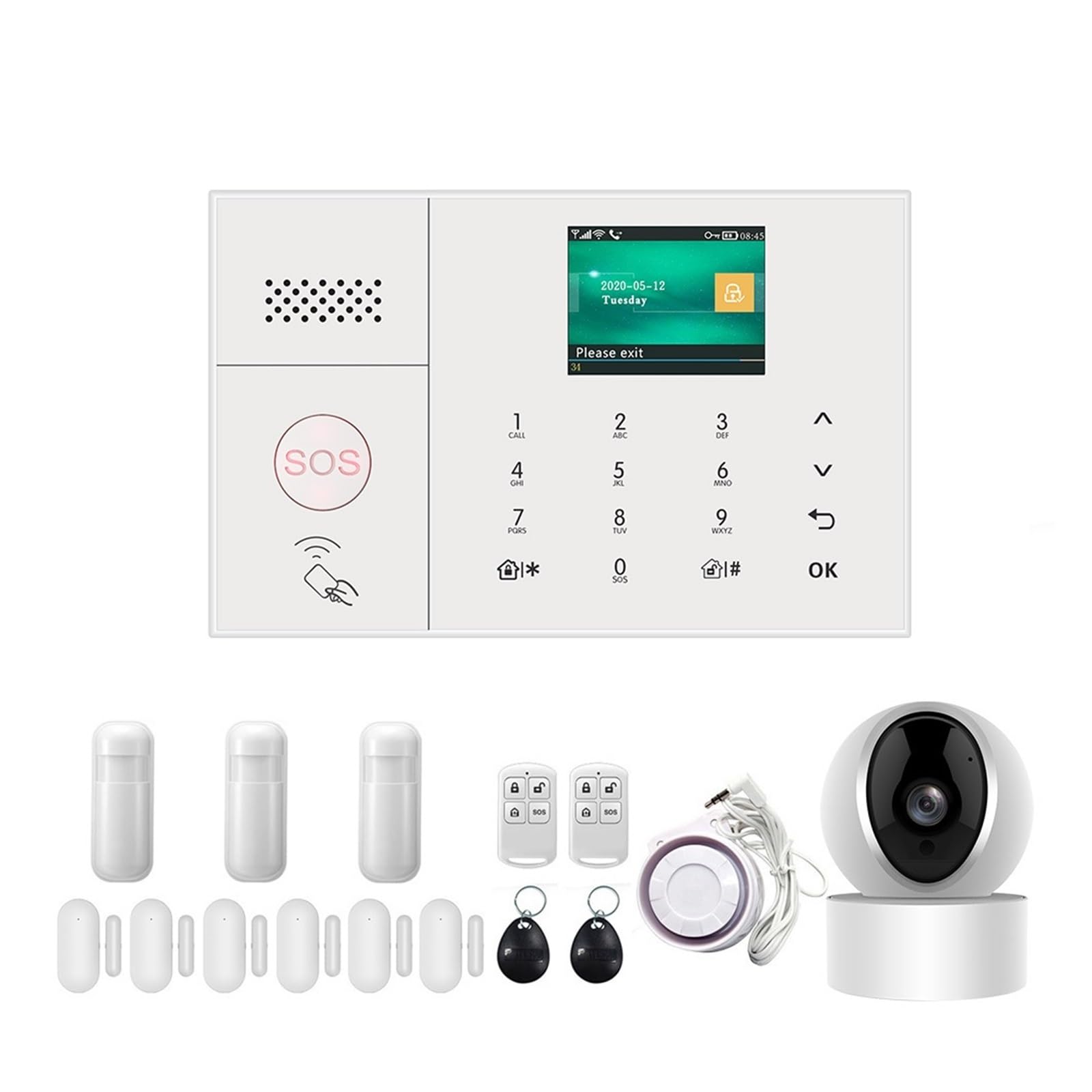 DELURA Wireless Home WiFi GSM Home Security mit Bewegungsmelder Sensor Einbruchmeldeanlage Keine Falsch-Positiv-Rate (Color : E1)