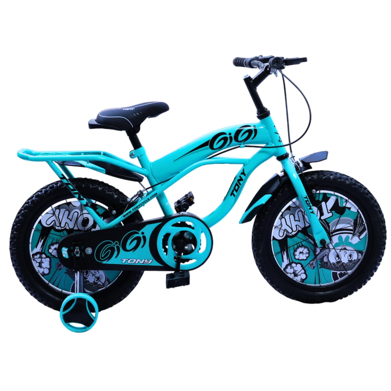 TONY Cycle Bicycles Sports Gigi 14T BMX Single Speed Bicycle for Kids 2 to 5 Years | Double Back Seat with Training Wheels & Water Sipper | Boys & Girls Bike for Safe and Fun Riding (Seagreen)-image-5