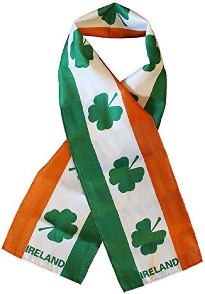 K's Novelties Set of 12 Ireland Shamrock Country Lightweight Flag Printed Knitted Style Scarf 8"x60"