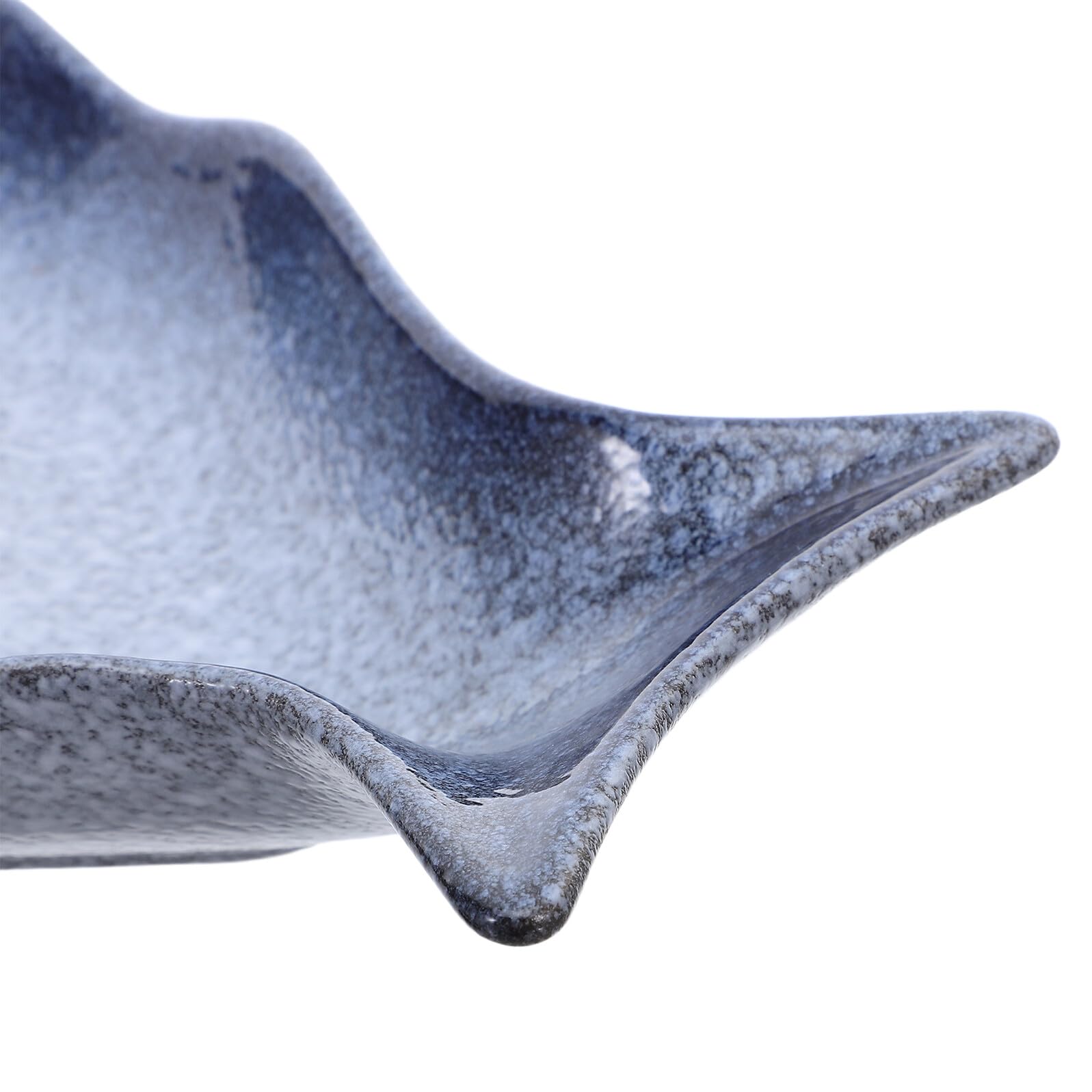Plato de Cerámica Forma de Pescado para Servir Mariscos y Aperitivos, Diseño Elegante Azul, Adecuado para Mesa Festiva y Obsequio de Inauguración
