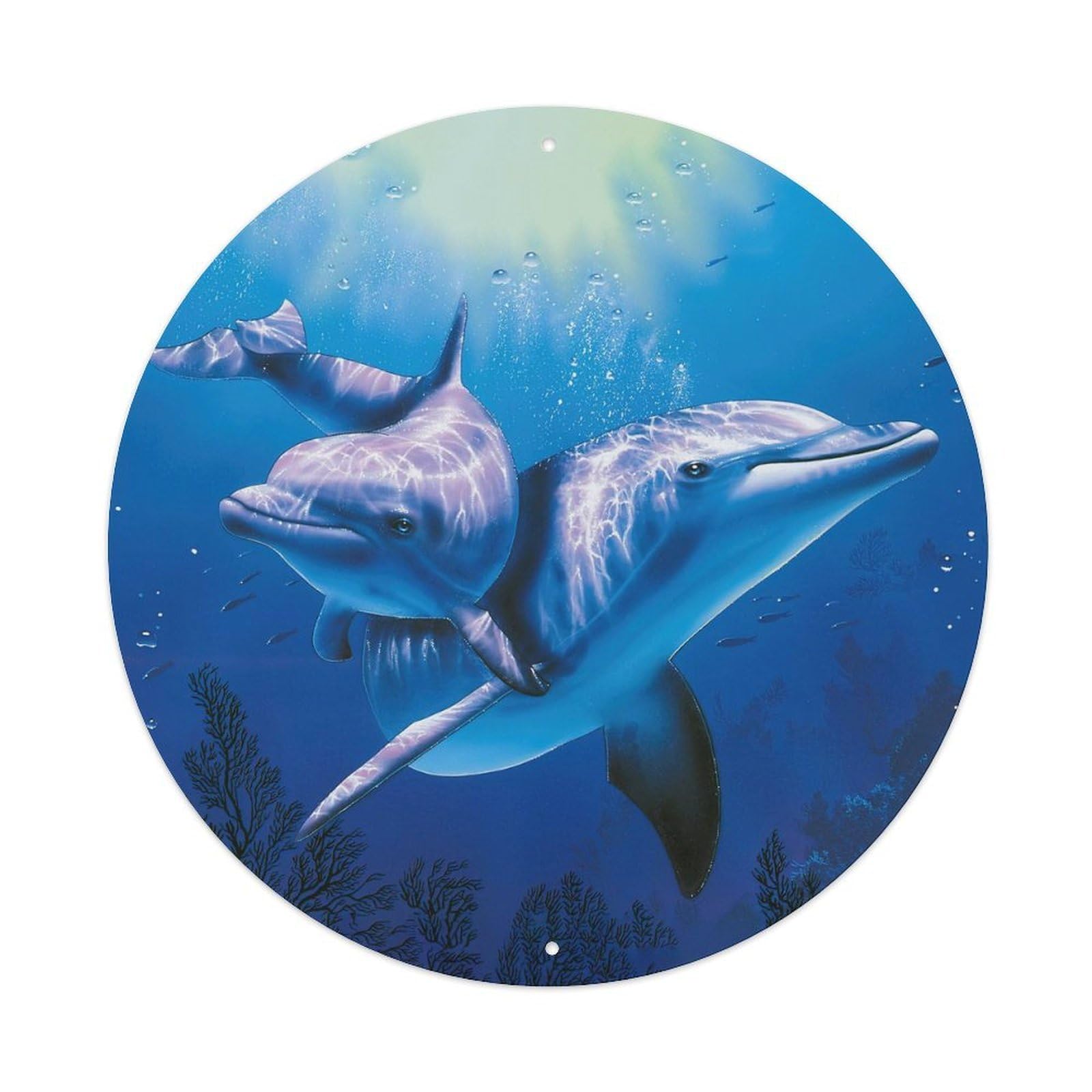 Two Dolphins Marine Life Underwater Ocean Metal Tin Sign