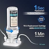 Vista 3 de Frizzlife TD-3 Inline Water Filter, Fast Replacement Post Water Filter Removes Chlorine, VOCs & Odor, Adjust Taste, 1/4" and 3/8" Quick Connect