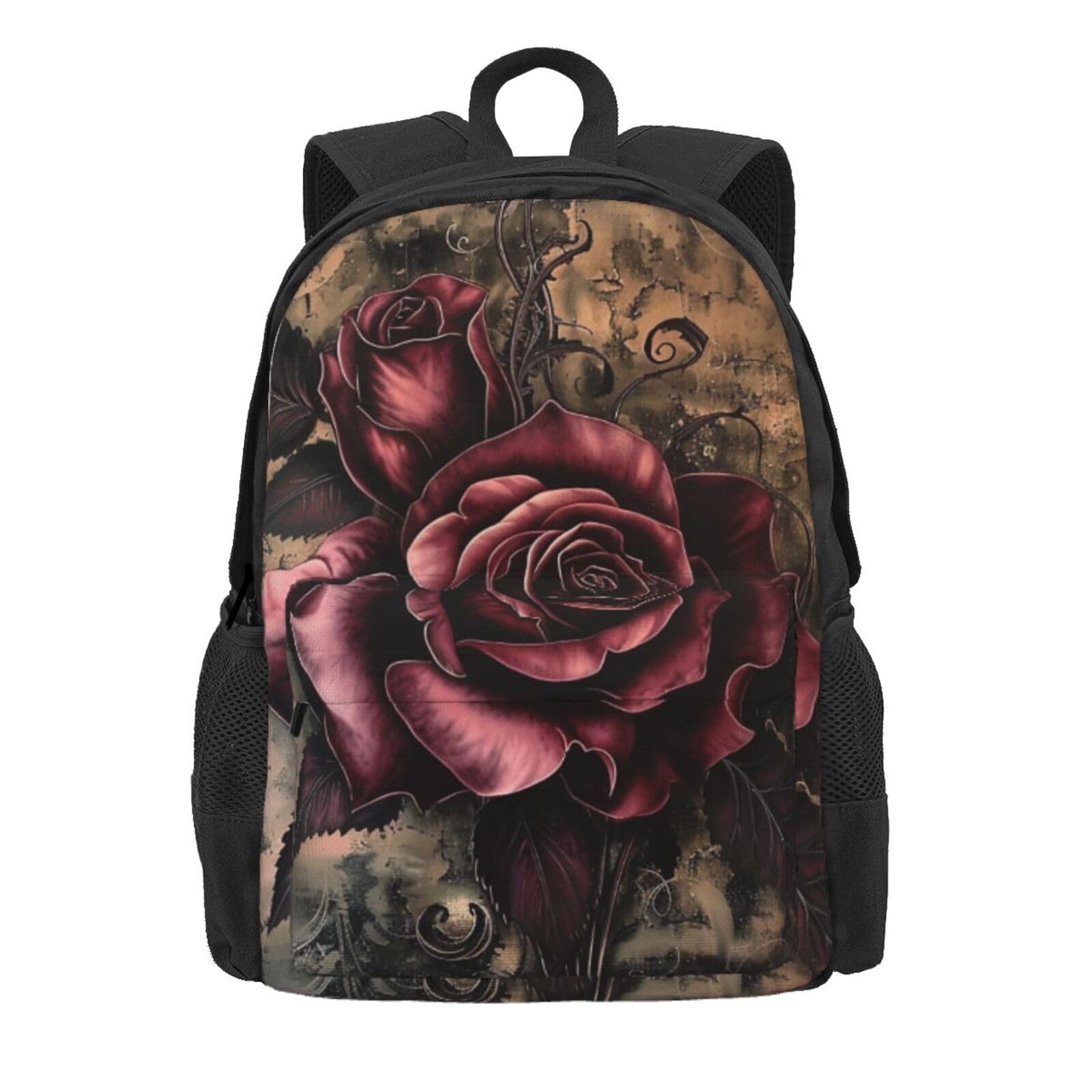 Zaino con stampa artistica di ibisco, grande capacità, zaino per computer portatile con scomparto per laptop, zaino per scuola, viaggio, per scuola, lavoro, escursionismo, Rosa Gotica, One