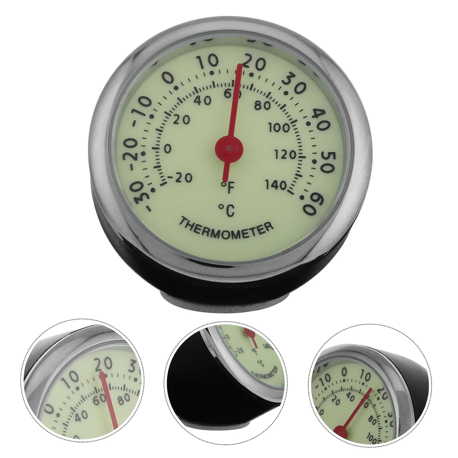 Outanaya Car Thermometer with Luminous Display Auto Thermometer for Car Dashboard Dual Interior and Exterior Temperature Gauge Self Adhesive Compact Design for Outdoor Activities
