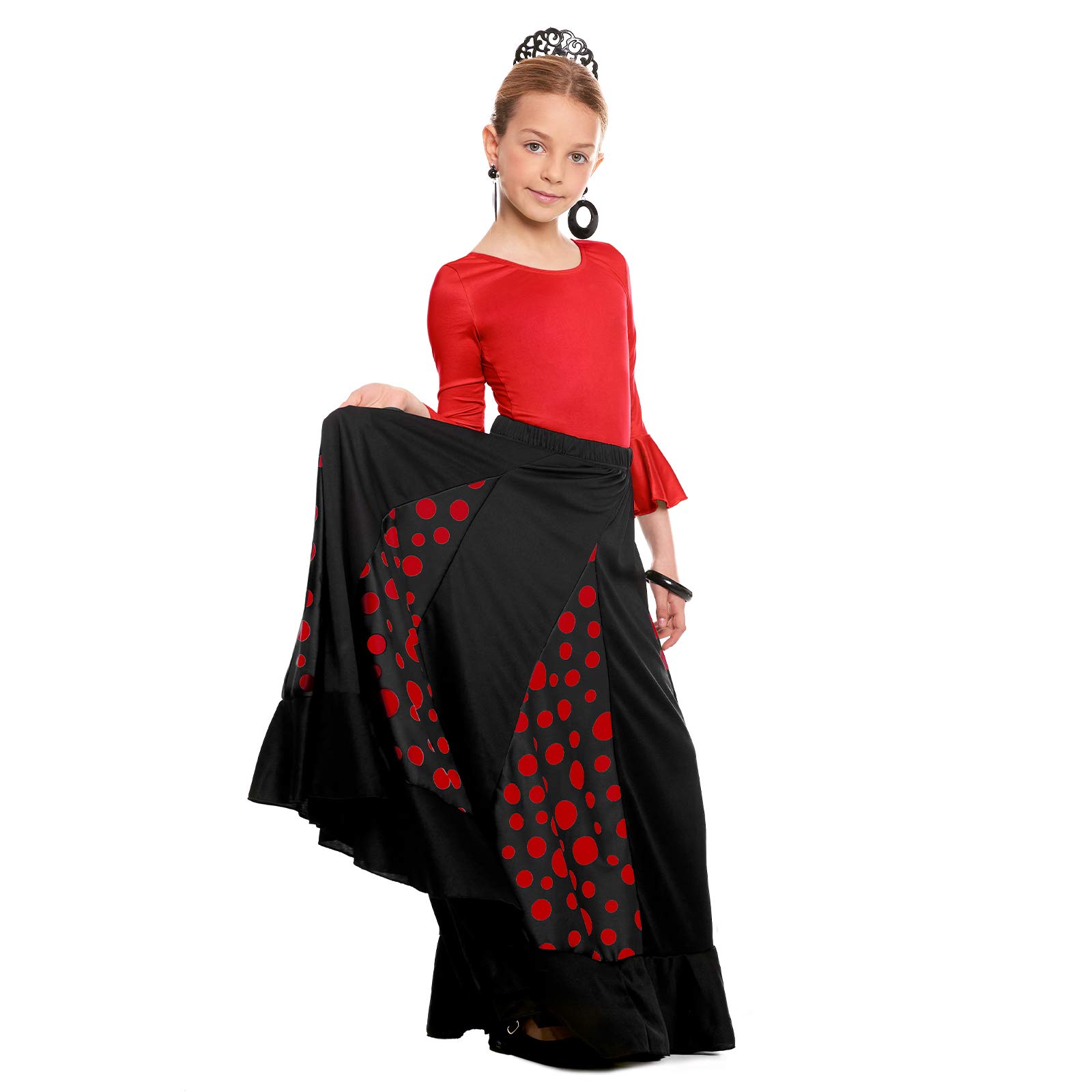 Jupe Flamenco Fille Nlaayong - Volants & Pois - Taille 2-11 Ans - Danse Espagnole, Fête, Spectacle Robe Flamenco Fille