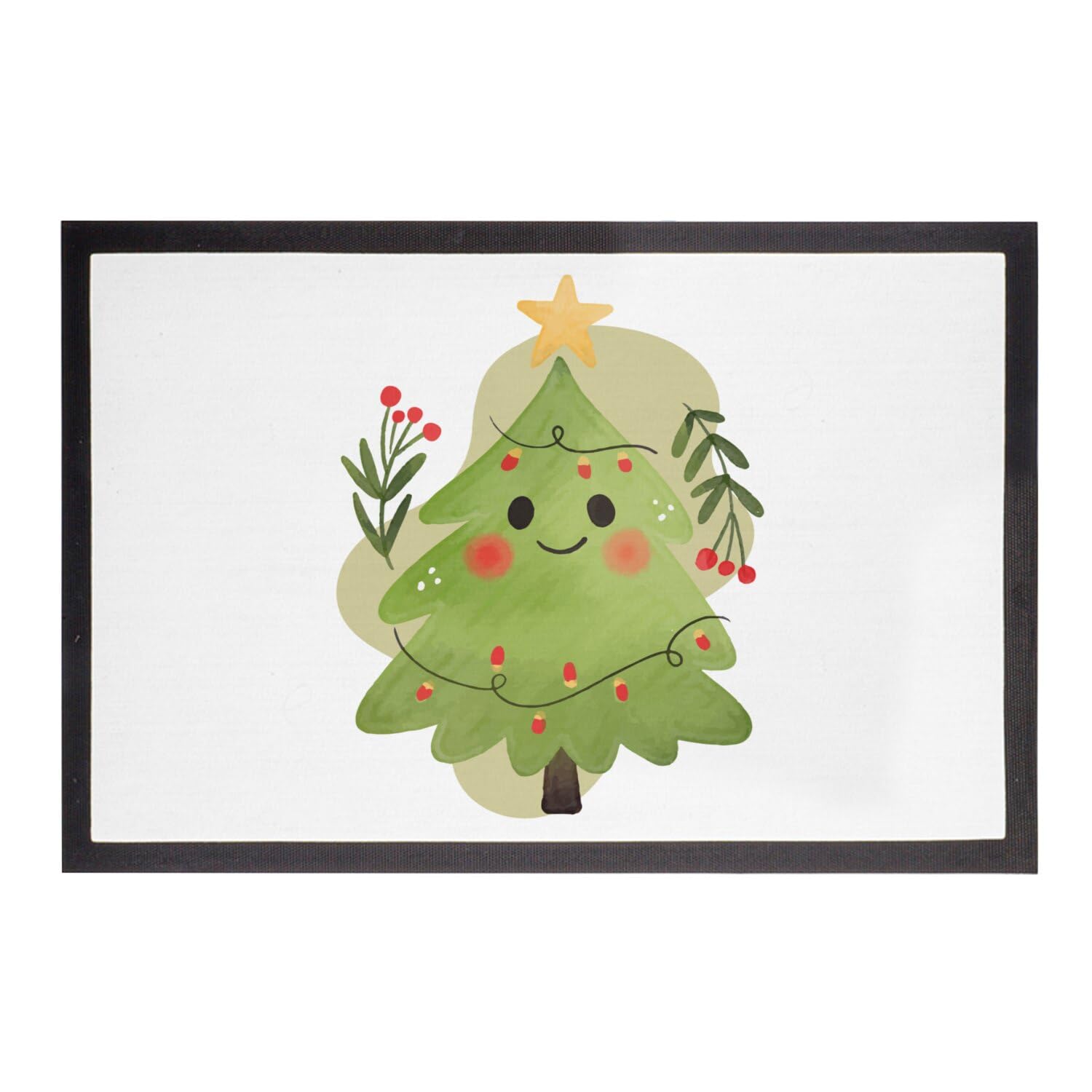 Paillasson Blanc Sapin de Noël idée cadeau crémaillère hiver 75x50cm