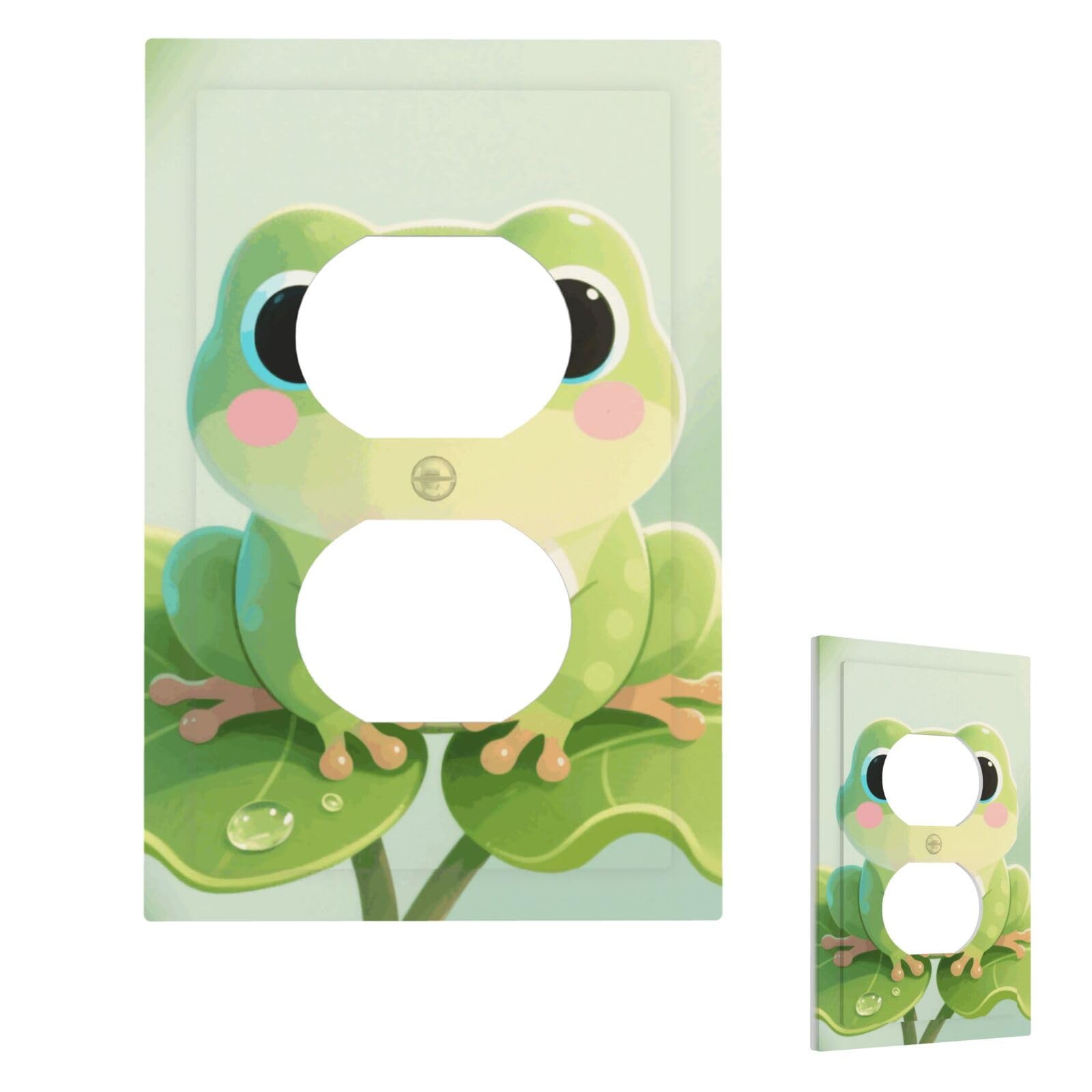 Fekiloot Duplex Cute Frog Wall Plate Cover Modern Decorative 1 Gang Light Switch Cover Unbreakable Receptacle Outlet Covers For Living Room Bedroom Home Decor