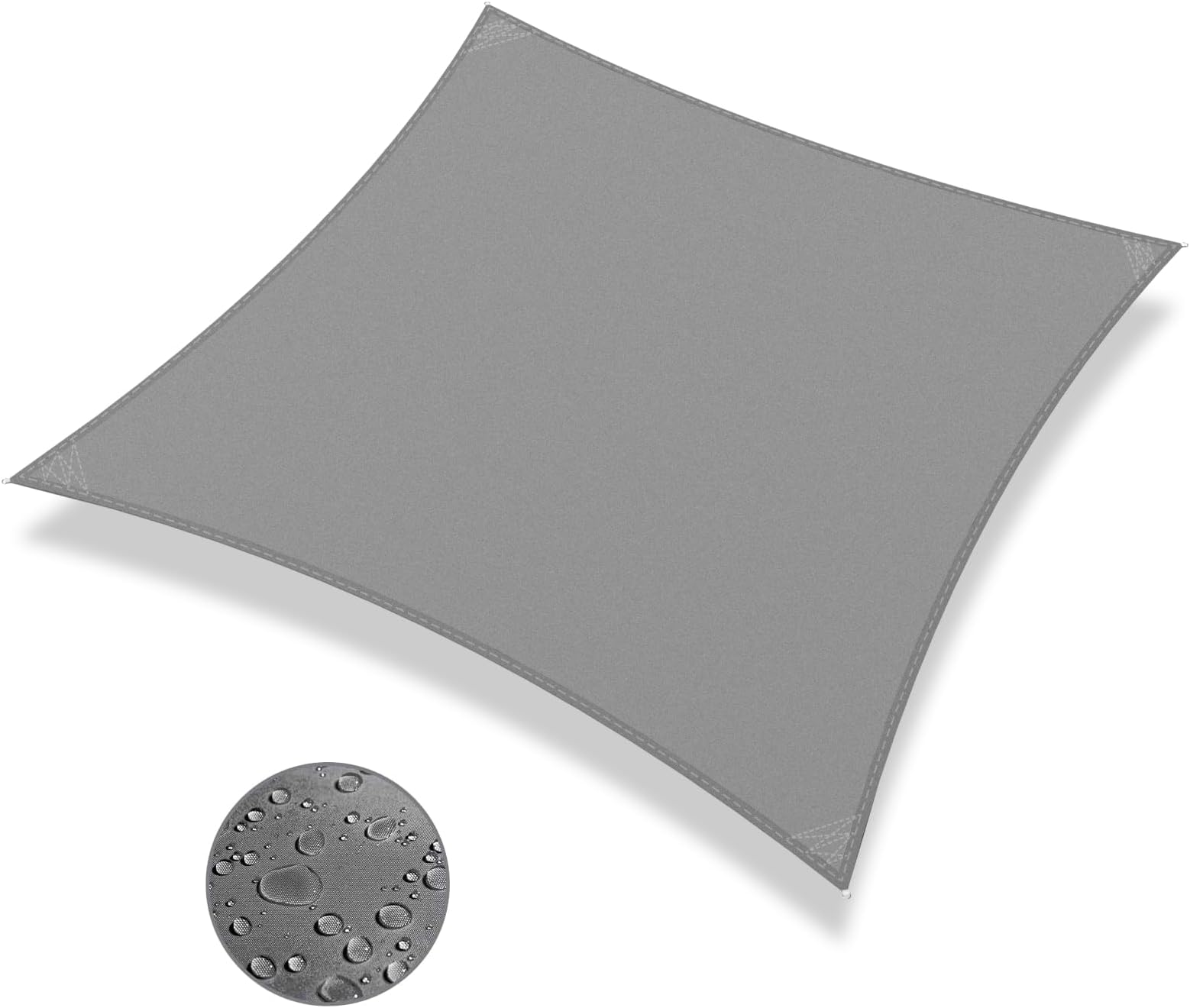 IOAOI Sun Shade Sail 2m x 2m Rectangle Awning Canopy, Waterproof Shade Sail Garden Canopy, 95% UV Block with Free Rope, Sun Sail for Outdoor, Garden, Patio, Yard, Pergola, Balcony, Party (Grey)