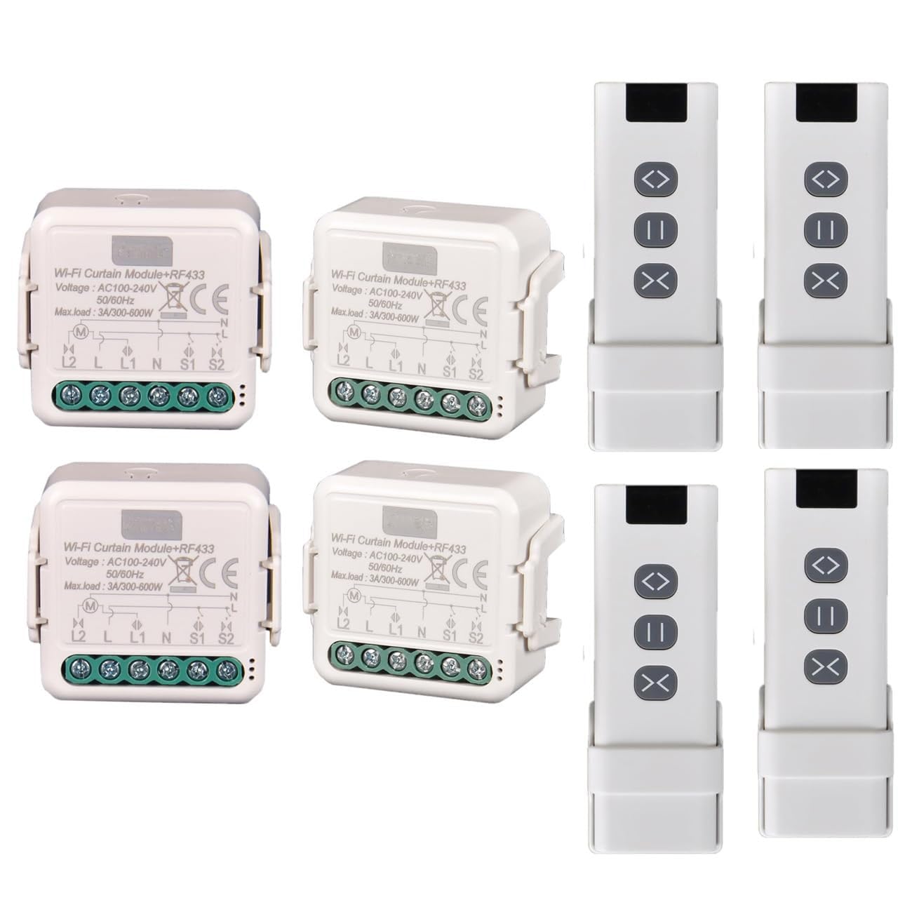 Yueyang Interrupteur de Volet Roulant WiFi+RF, Télécommande pour Volets Roulants Électriques, Compatible avec Alexa, Relais RF Switch, Smart Life App, Minuterie Switch Volets
