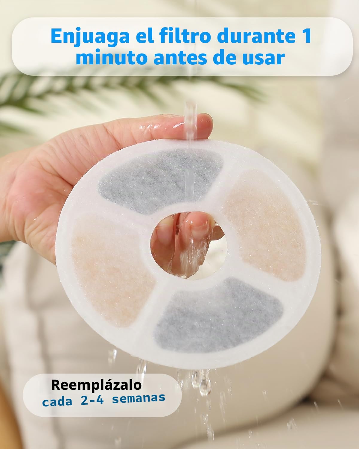 Filtros Fuente Gatos, 1.6-2.5L Filtros Fuente para Gatos Repuesto de [6PCS] Filtros Agua Gato de Triple Acción con Resina de Intercambio Iónico, Carbón Activado