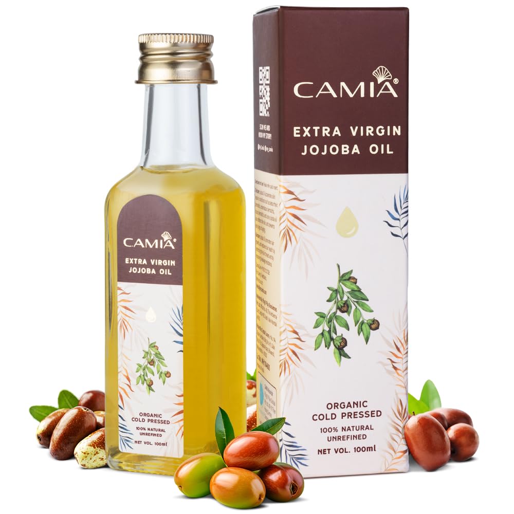 CAMIA Organic Cold Pressed Jojoba Oil | Skin Care, Hair Care & Makeup Remover | Mimics Human Sebum | Improves Hair Strength | 100 ML Glass Bottle-image-43