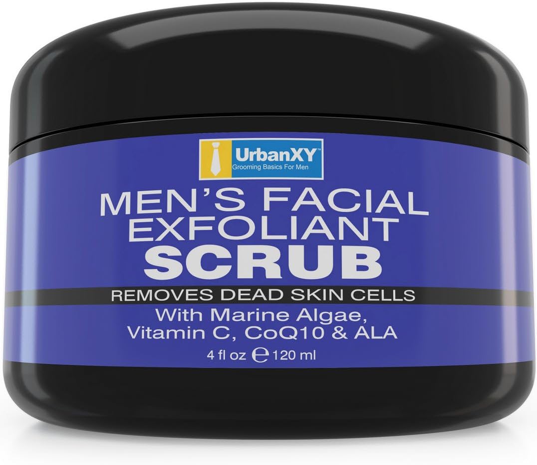Exfoliating Facial Scrub For Men BIG 4oz VALUE SIZE! Remove Dead Skin Cells And Unclog Pores With Our #1 Best Selling Men Face Scrub And Exfoliating Scrub For Men By UrbanXY For Men