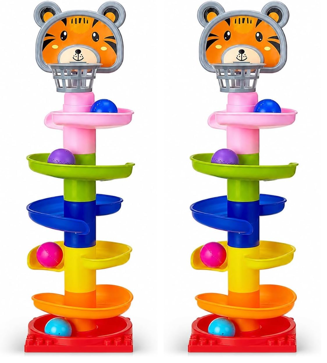 Amazon Brand - Jam & Honey Rolling & Swirling Ramp Drop Toy for Kids 3+ Years, 5-Layer Ball Drop Track with 4 Balls, Early Learning Activity Toy, BIS Certified Safe (Pack of 2)-image-22