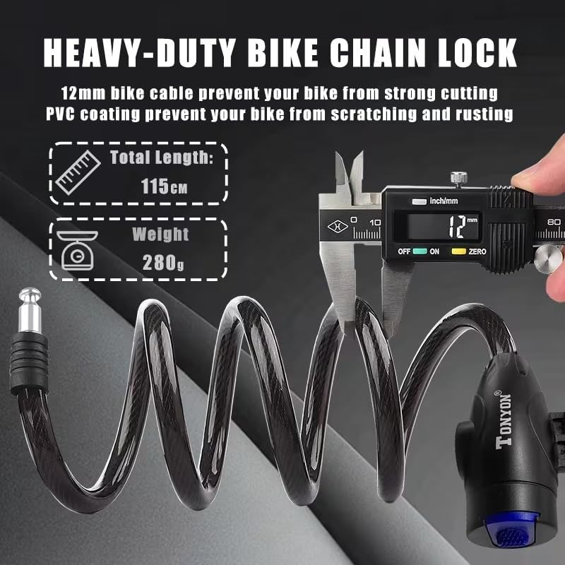 Image of KAIDAA Anti Theft Cable Lock for Cycle, Bike, Scooty & Helmet | 12mm Waterproof Steel Cable Lock with 2 Keys | Heavy Duty Multipurpose Advanced Security Lock [1mtr] (Set of 2)