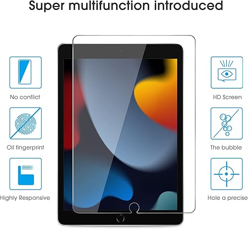 Miniatura 2 de OMOTON Paquete de 2 protectores de pantalla compatibles con iPad de 9, 8, 7 generación (10.2 pulgadas, iPad 987, 2021 y 2020 y 2019) compatible con