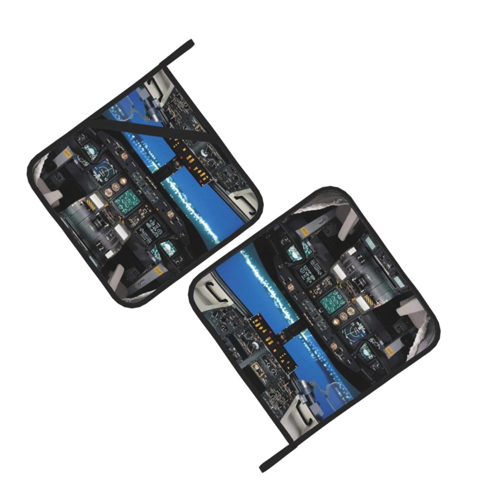 Airplane Cockpit Printed Oven Pot Holders Set of 2 Pcs Heat Resistant Kitchen Microwave Potholders for Cooking Baking Grilling