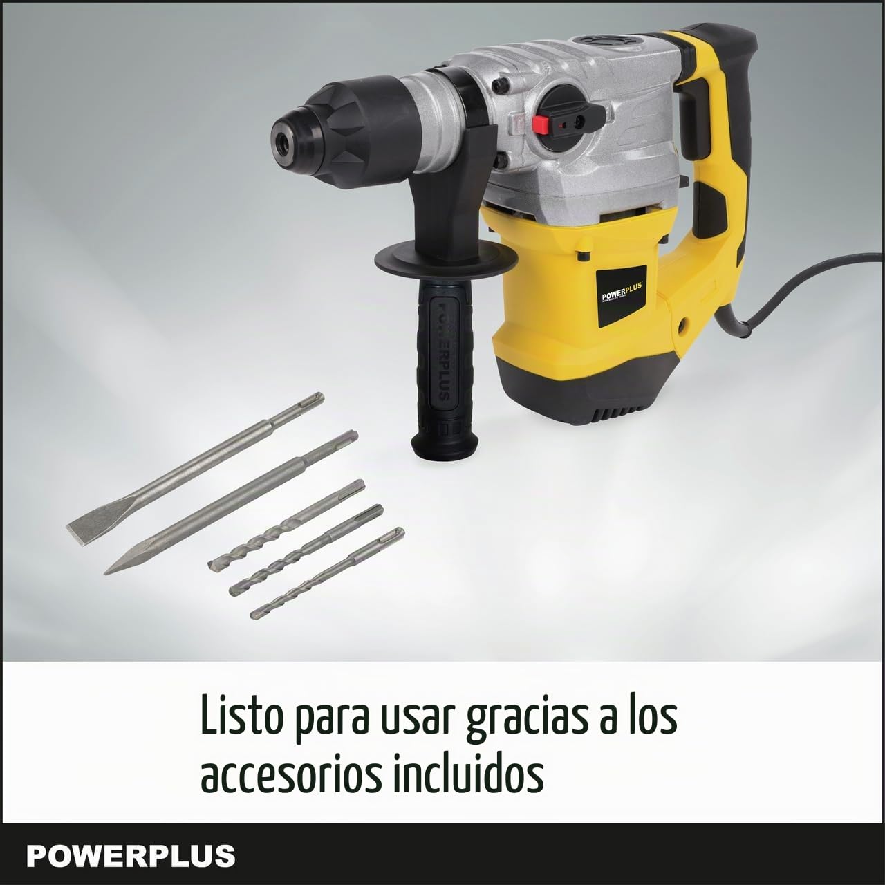 POWERPLUS Martillo percutor POWX1195-1500W, perforando, percutiendo, cincelando y rotación del cincel