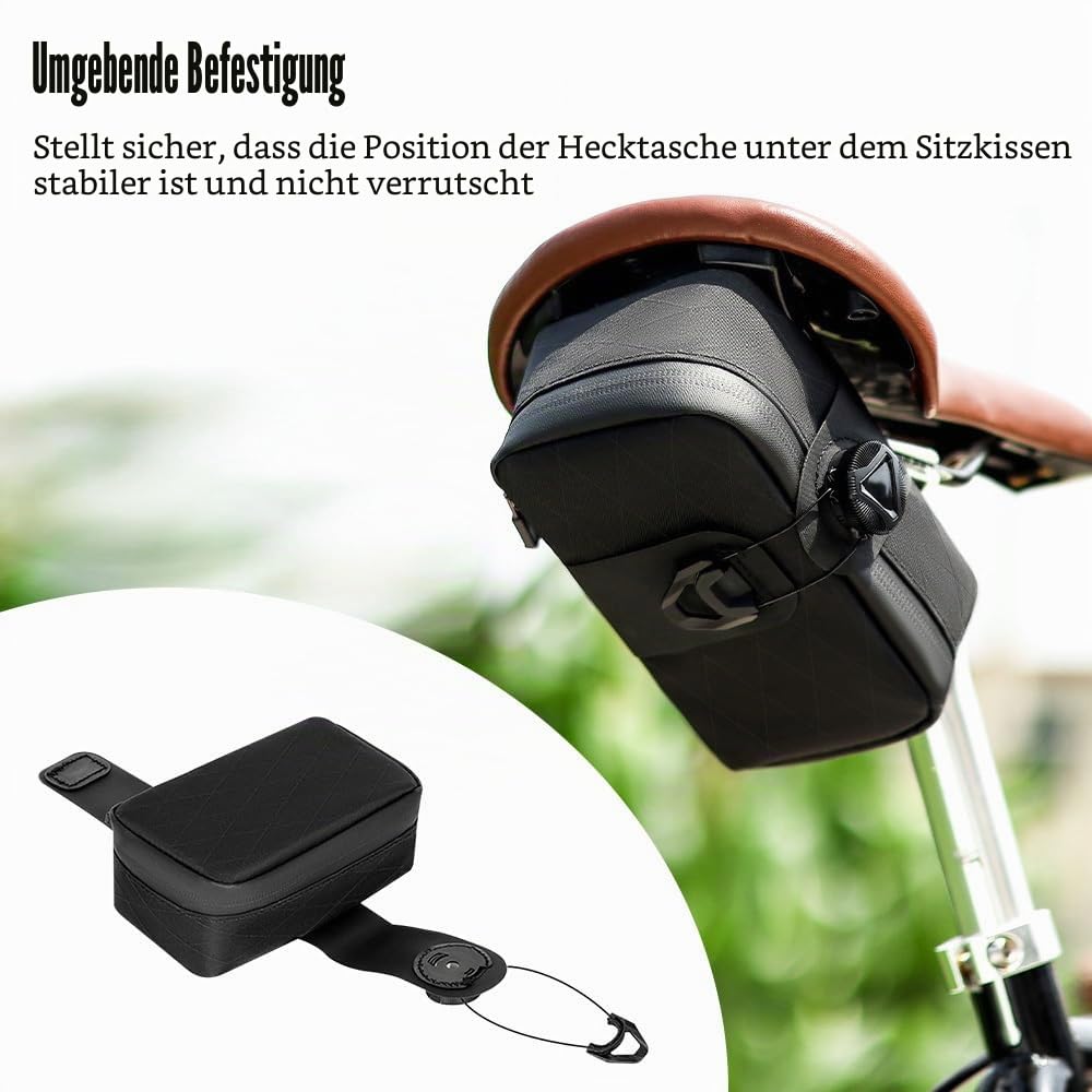DONGKER Bike Bag, 0.8L Fahrrad Satteltasche mit Capture-System, Wasserdichter Fahrradsitz Tasche für MTB, Rennrad, e-Bike