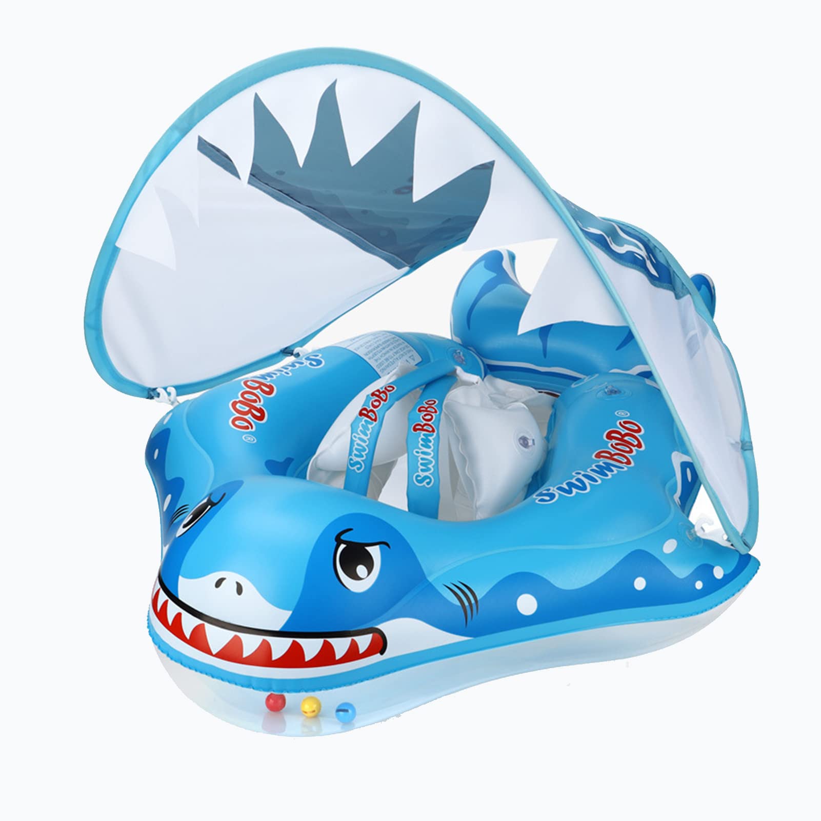 Eazee PlayBaby Pool Floats with Detachable Sun Protection Canopy for Babies 6-12 Months Inflatable Pool Outdoor Swimming Float for Kids 12-36 Months