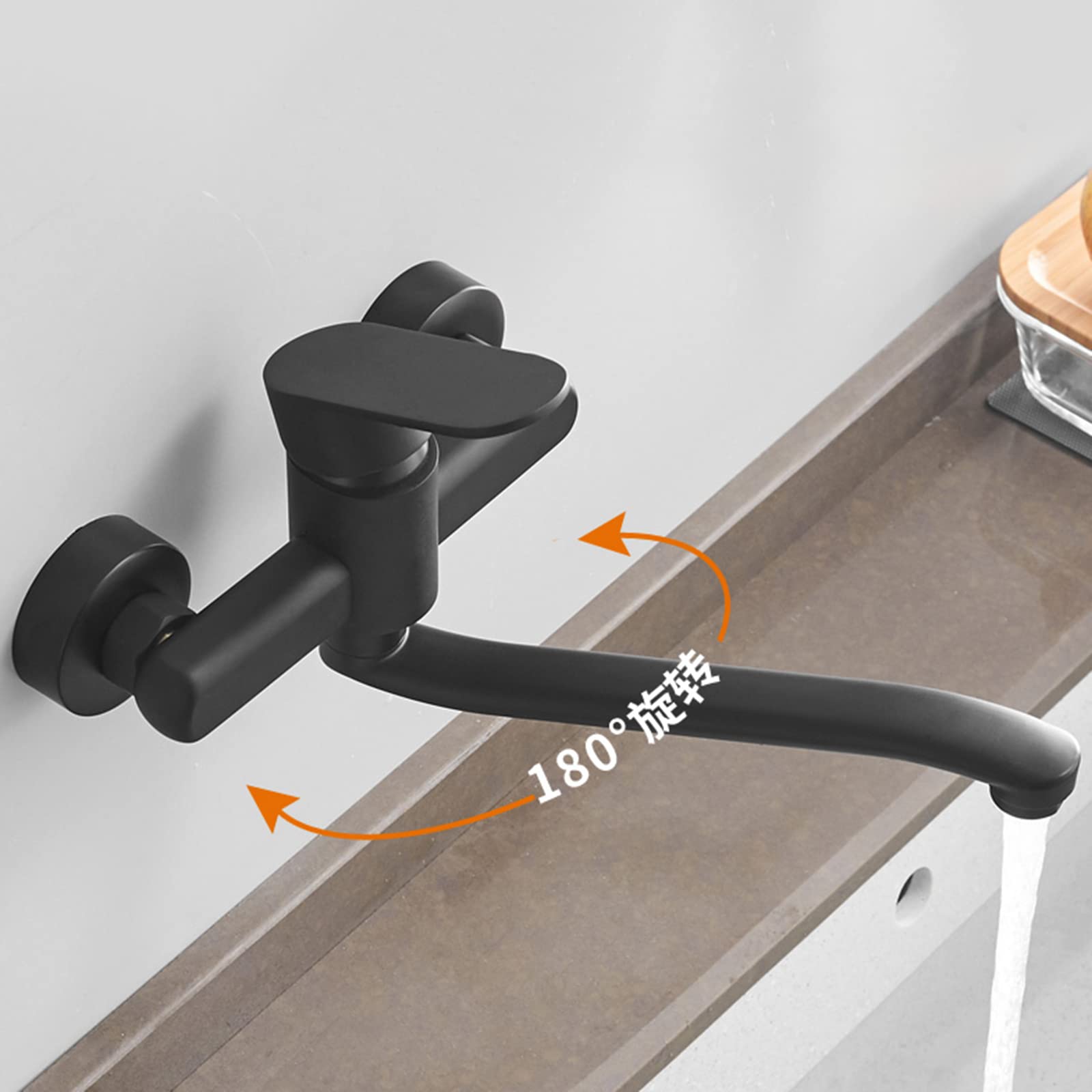 Bateria Kuchenna ścienna, Obrotowa 360°, Podwójna Umywalka