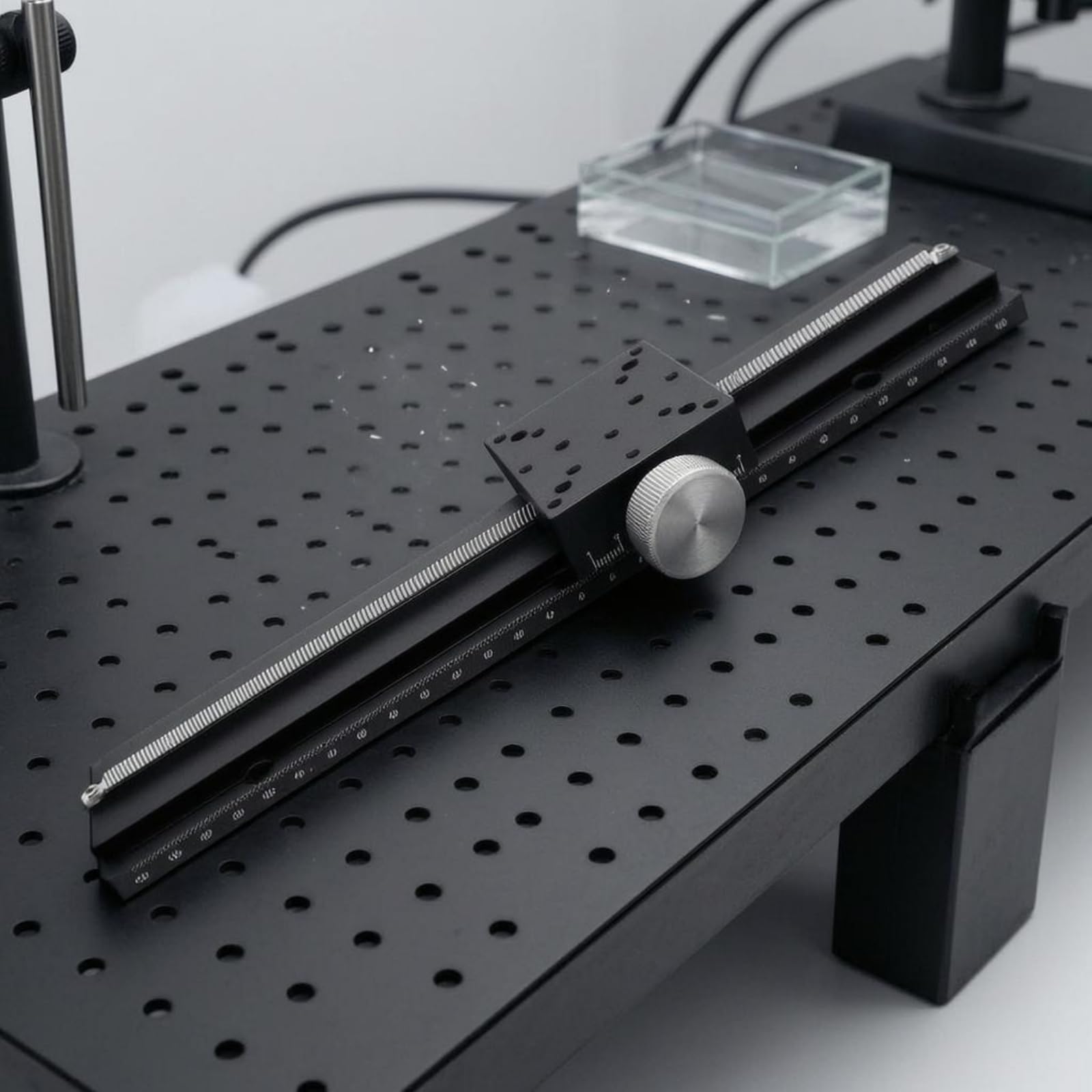 Laboratorio Guide Scorrevoli Piattaforma Lineare Manuale Tavola di Posizionamento Piano Traslante con Fori Filettati Vite di Regolazione Passo Lunga, LWX40-L500
