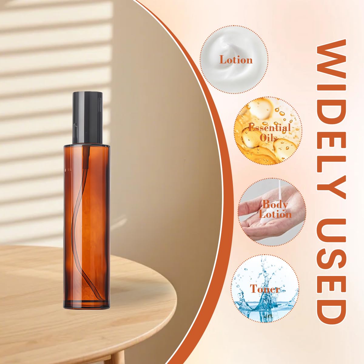 2 flaconi vuoti da 100 ml, ricaricabili, in vetro ambrato, con erogatore a pompa, dispenser di sapone con tappo nero, per fondotinta, crema, trucco, olio, shampoo