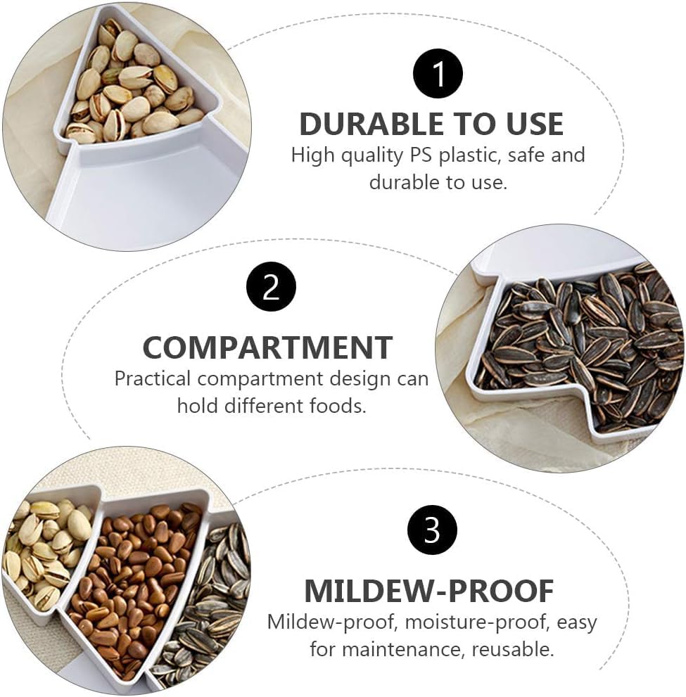 Miniatura 2 de 2 platos con forma de árbol de Navidad, bandeja de plástico dividida para servir aperitivos, 3 compartimentos multifunción para servir alimentos