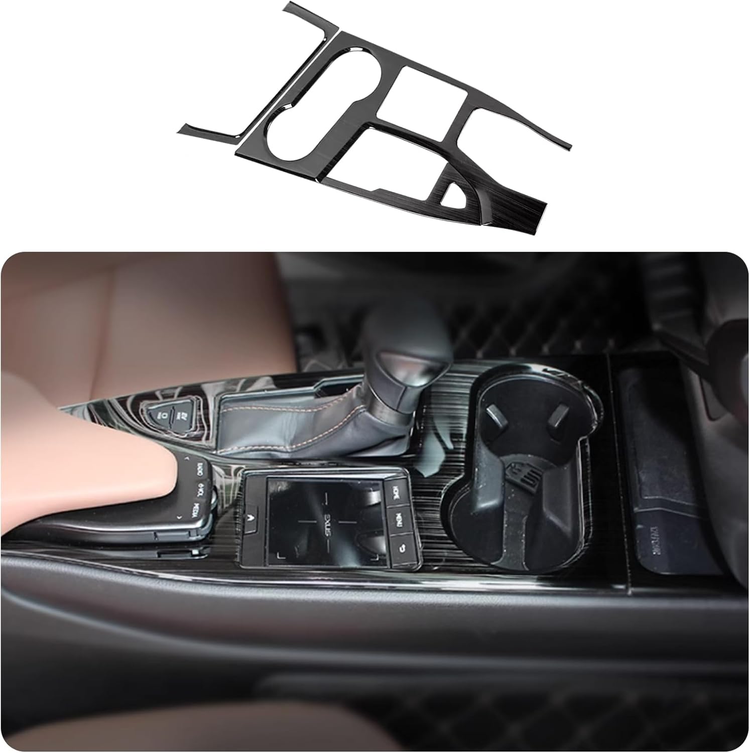 Car Accessories Fit for Lexus UX 200 250h UX200 UX250h 2019-2022 Gear Shift Knob Console Panel Trims Cover (Brushed Black) 3PCS Stainless Steel