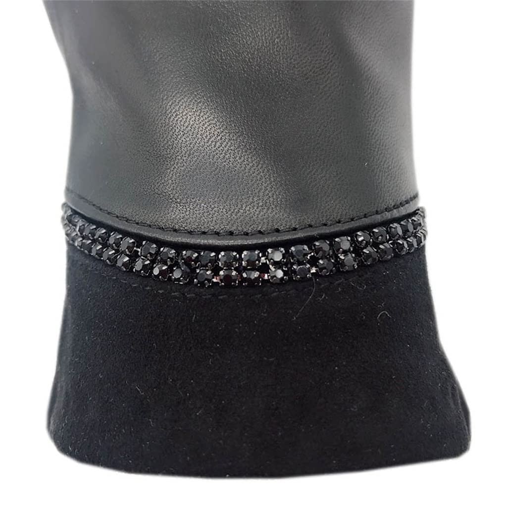 Genérico Guantes De Piel Auténtica para Mujer, Forro Cálido Y Suave, Elete Accesorio De Invierno, Transpirables Y Duraderos, Color Negro, Ideales para Regalar (D 8.5)