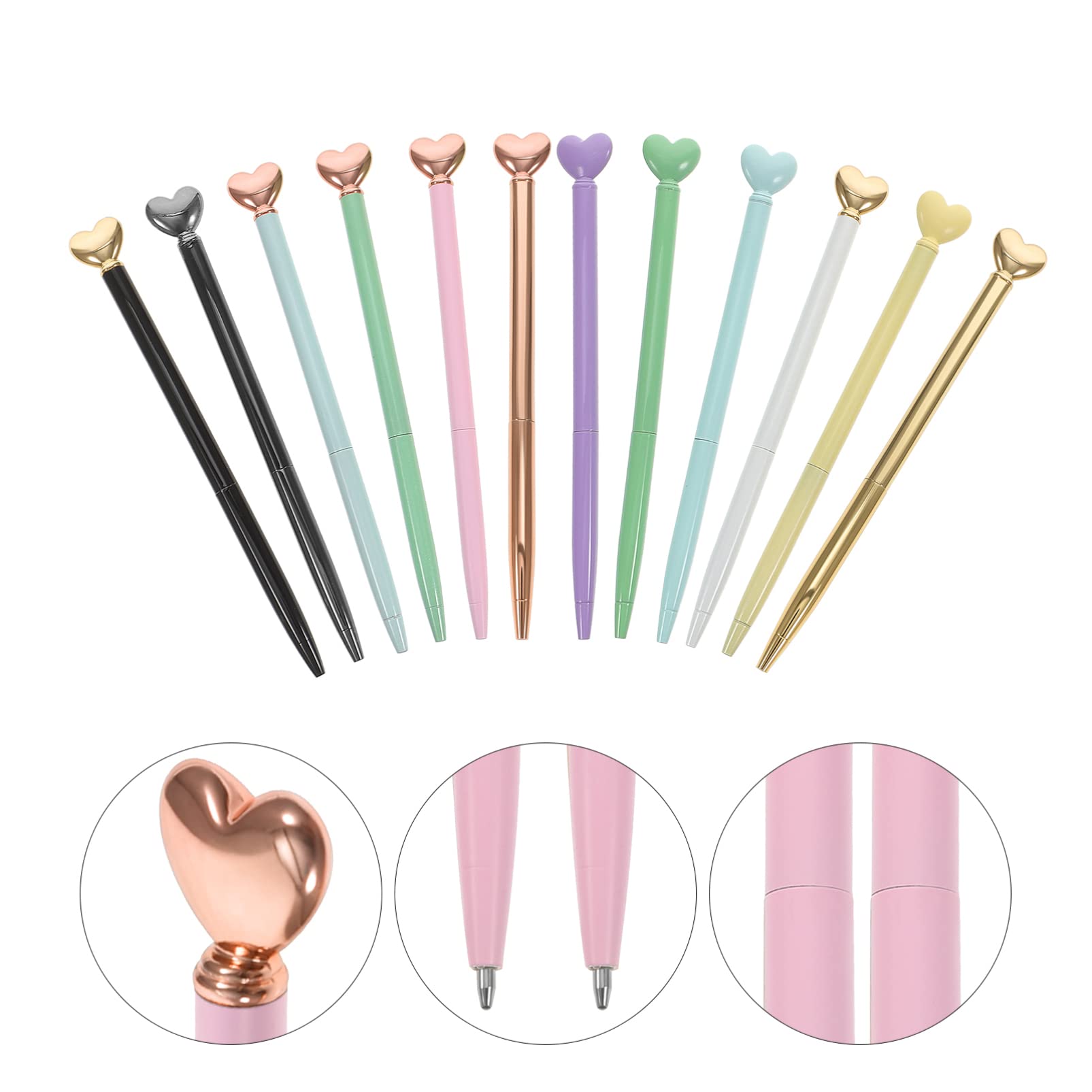 VILLCASE 5 Sätze Love Metal Pen Löschbare Stifte Kugelschreiber Multipack Blaue Stifte Kugelschreiber Roll Schwarze Schlüsselanhänger Tragbarer Schreibstift Rote 12 Stück * 5
