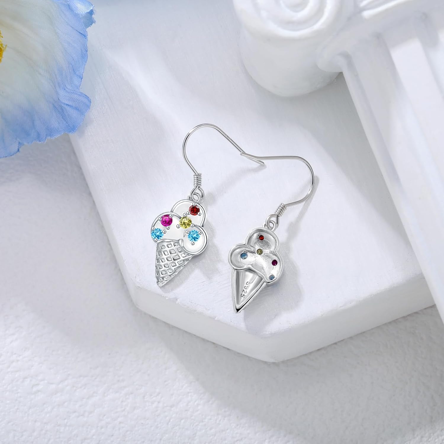 Ice Cream Earrings for Women 925 Sterling Silver Ice Cream Dangle Earrings Food Jewelry Gifts - Image 2