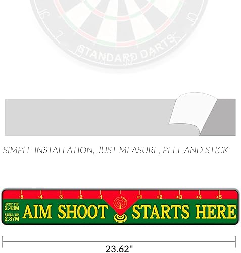Miniatura 7 de DIMBOI Soporte de pared para dardos de madera de nogal, 4 juegos para un total de 12 dardos de punta de acero/suave, con marcador de línea de