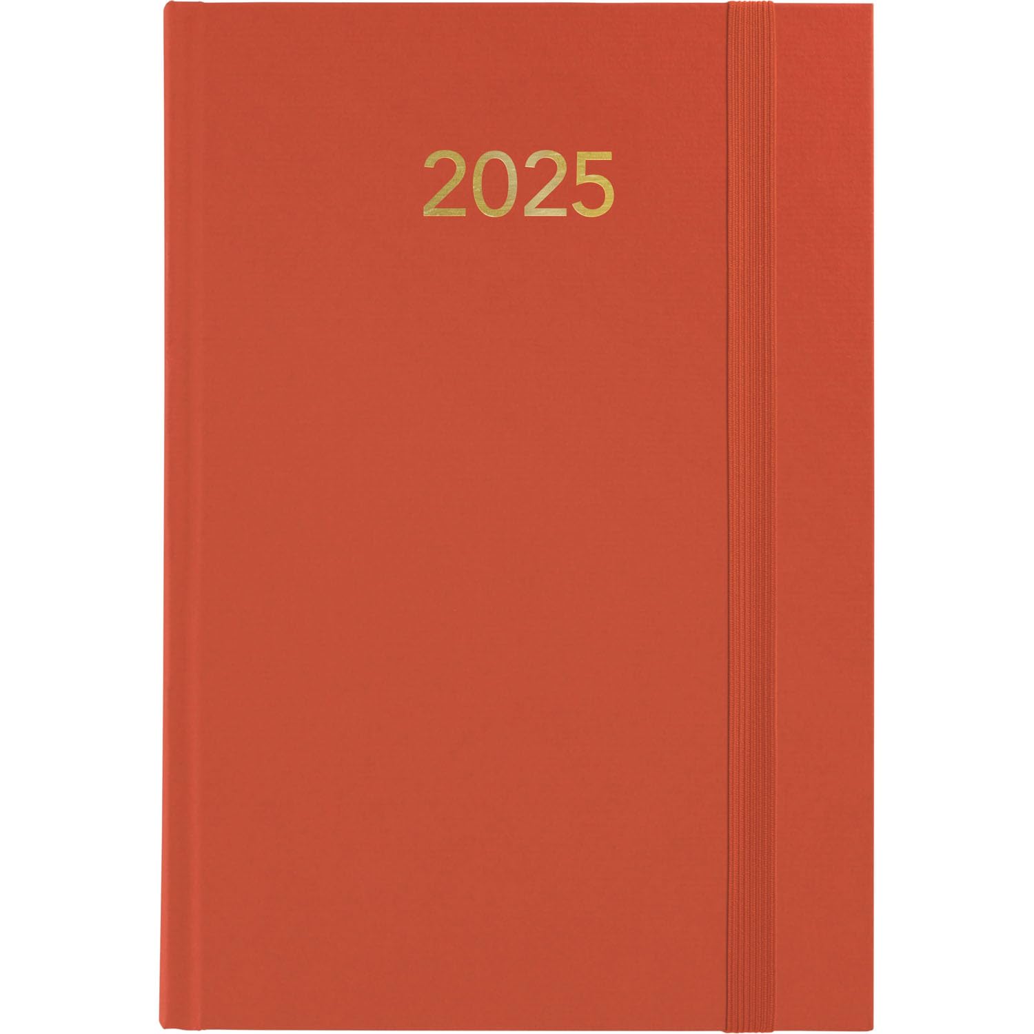 Grafoplas | 2025 Day by Page Planner Florence | 14.5 x 21 cm | Orange | Padded Vinyl Covers | Vertical Closure Rubber | Reading Point | Yearly | Perfect for Office Organization