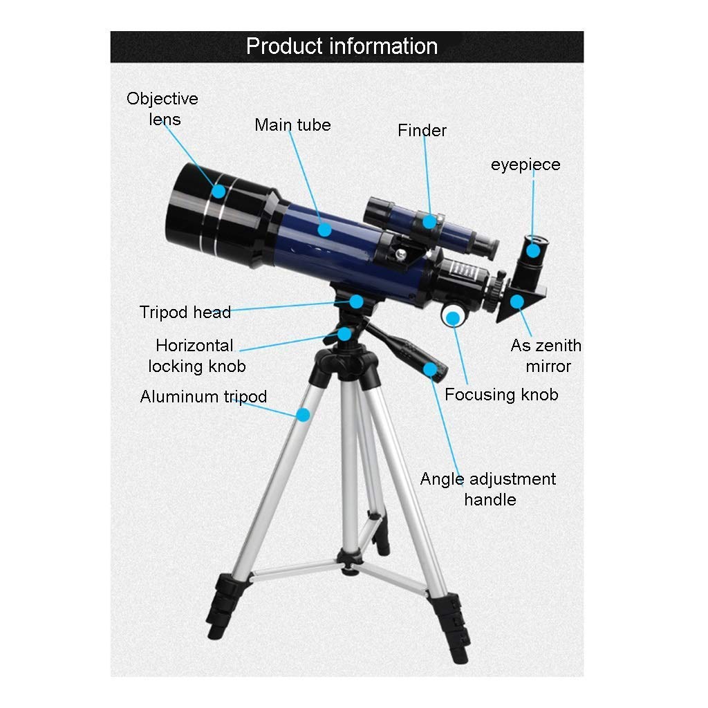 Telescopio para niños, Principiantes, Telescopio Refractor astronómico de 70 mm de Apertura y 400 mm, Telescopio de Viaje portátil para Adultos con Bolsa de Viaje