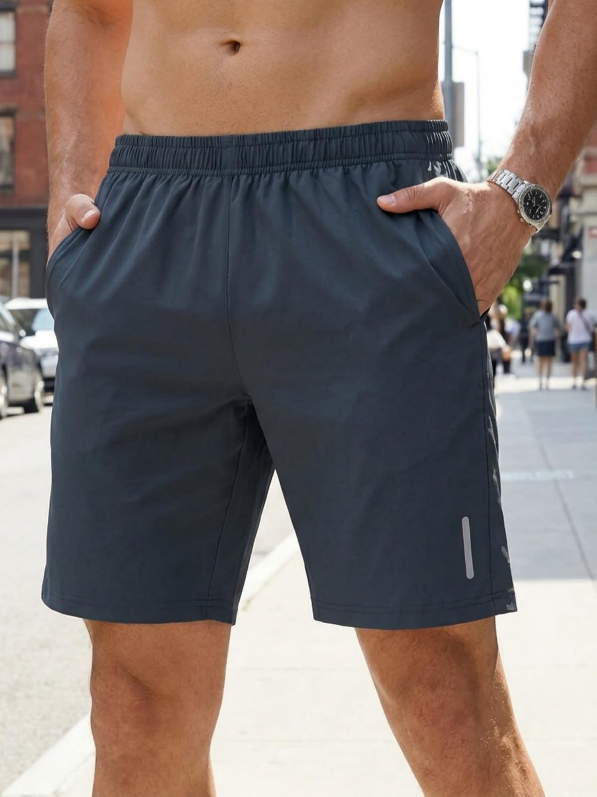 Pantalones cortos deportivos para hombre, ligeros, de secado rápido, con bolsillos, para gimnasio y correr — view 2