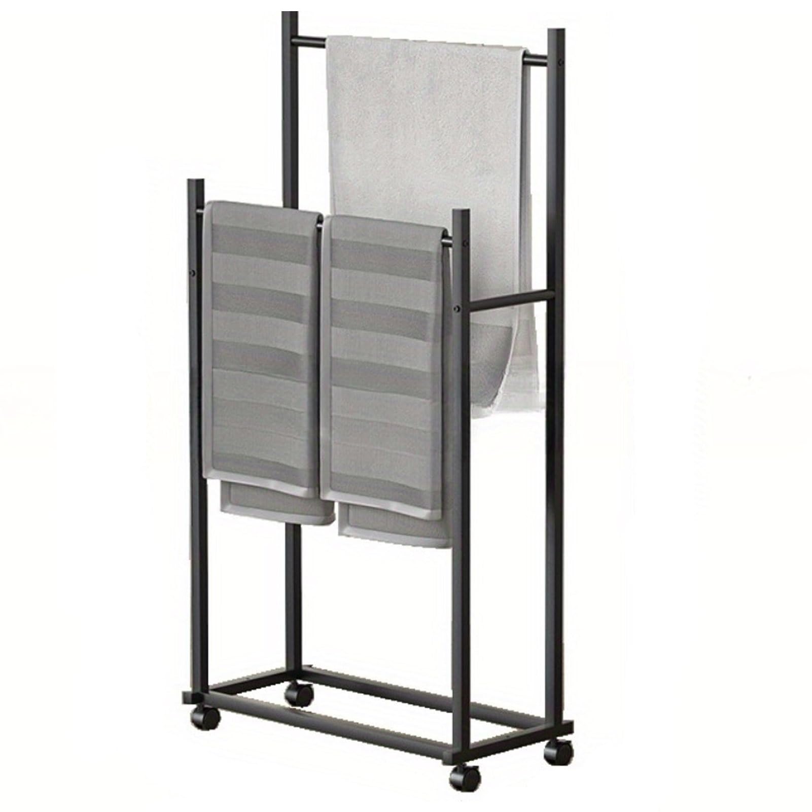 Toallero De Pie para Baño, Organizador De Baño De 2 Niveles, Manta De Almacenamiento, Estante para El Piso, Piscina, Soporte para Toallas De Metal para Exteriores, Estante De Secado