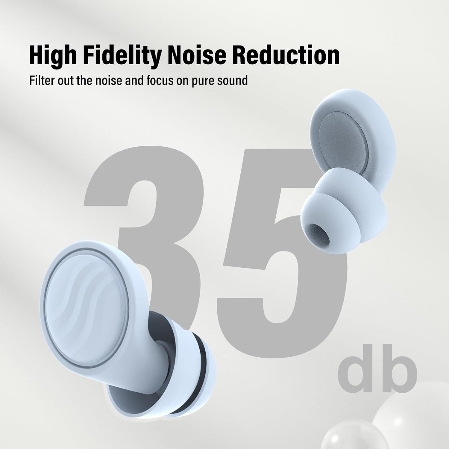 Tappi per orecchie, 35 dB Tappi orecchie dormire Riutilizzabile Silicone di protezione per l'udito con cancellazione del rumore, con 7 Paia in XS/S/M/L per dormire, viaggiare, Relax o concerti