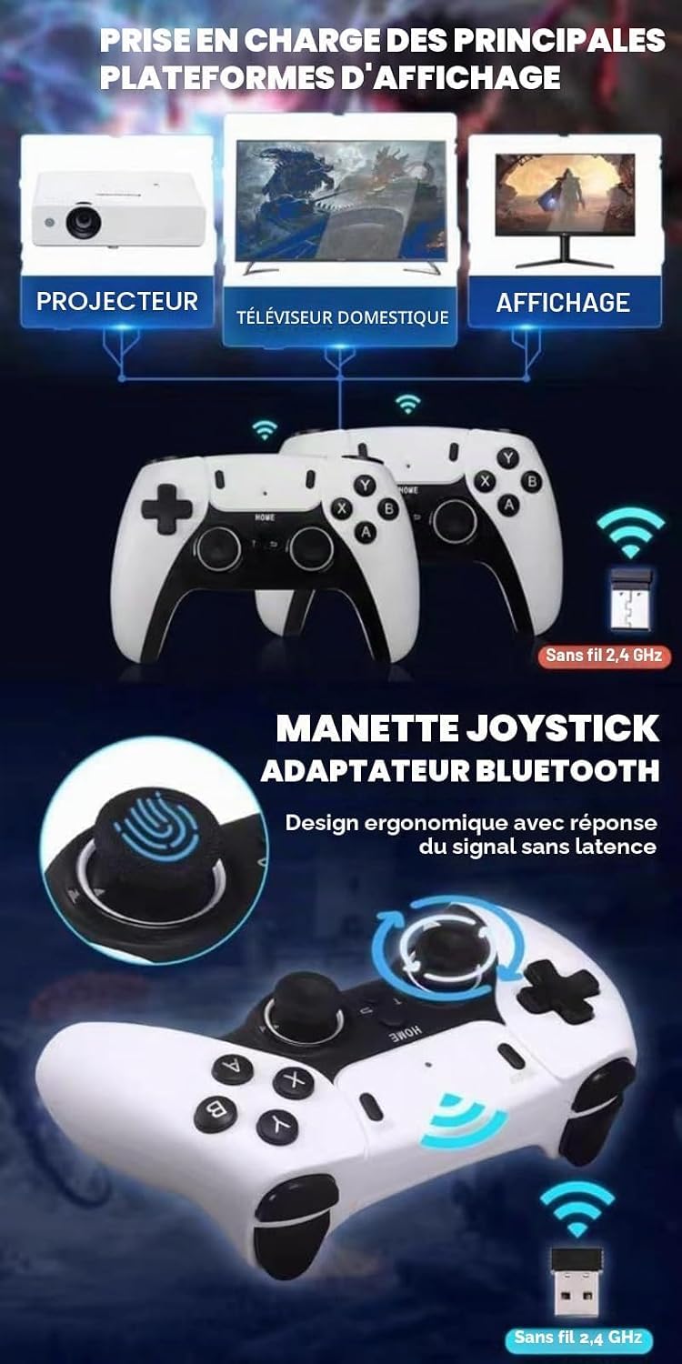 Console de Jeux vidéo 4K Mini avec Deux manettes sans Fil, Connexion HDMI 4K Haute définition à la télévision, Plus de 20 000 Jeux intégrés, Stockage de 64 Go