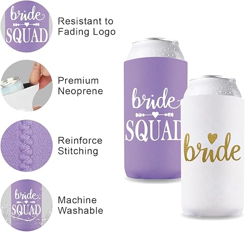 Miniatura 3 de PartyGifts&Beyond Regalos de dama de honor, paquete de 10 unidades, decoraciones de despedida de soltera, delgadas, enfriadoras de latas de