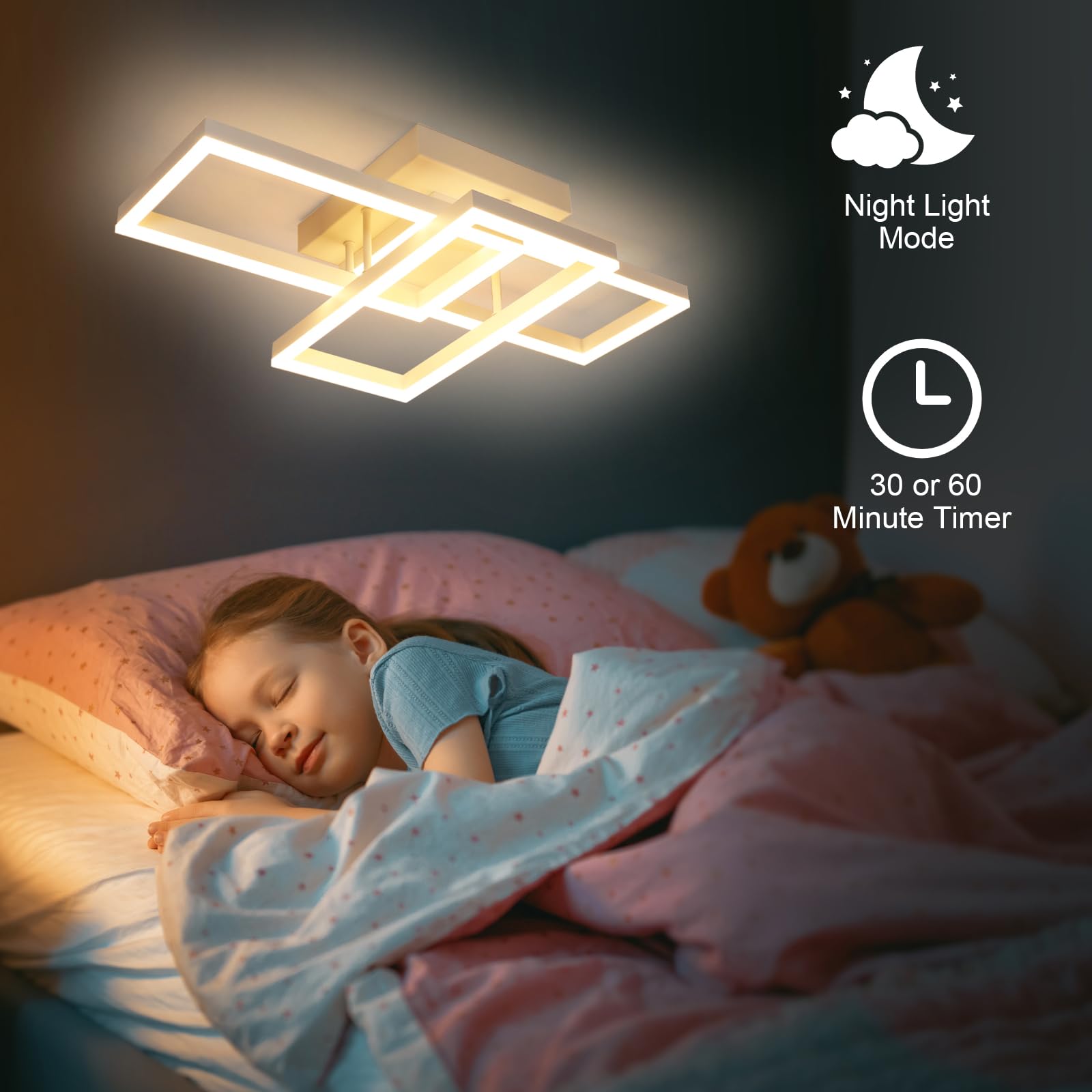 Osairous Plafoniera LED Soffitto Dimmerabile, 48W 5400LM Lampada da Soffitto con Telecomando 3000K-6500K 71cm, Funzione di Memoria, Moderna Plafoniera Quadrata per Camera da Letto Soggiorno Cucina