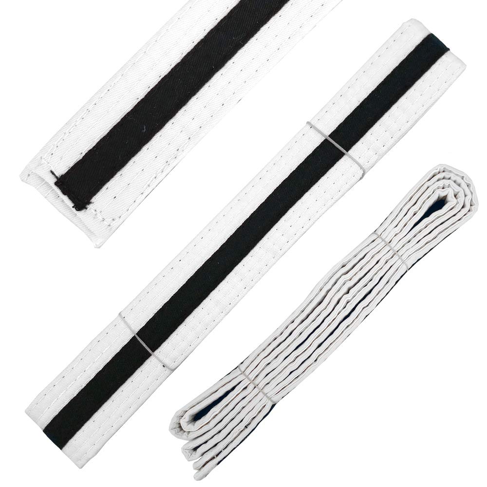 Martial Arts Belt White Belt with Mixed Color Stripe for Martial Arts - Taekwondo Karate Judo (0, Black Stripe)