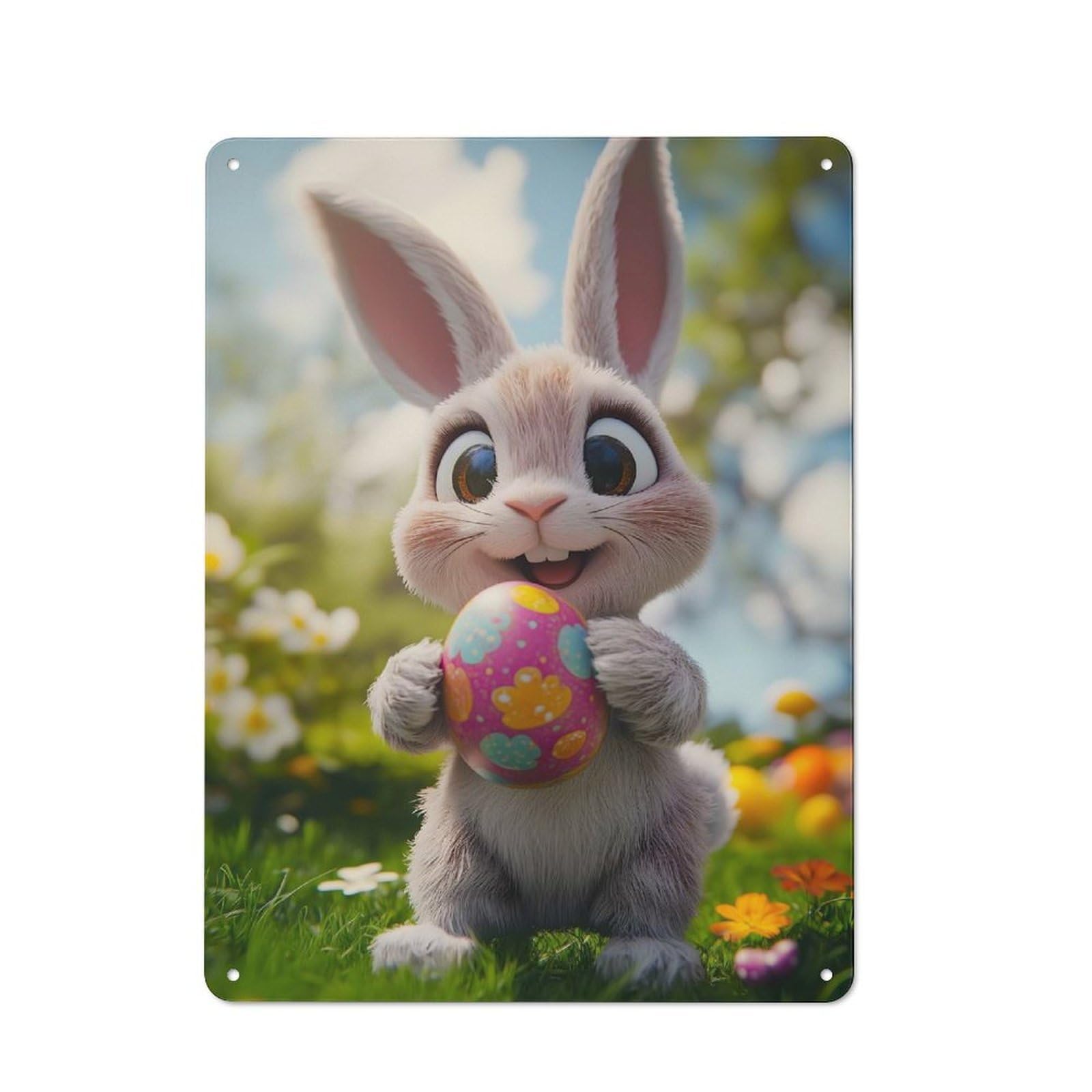 Junmoney Cute Easter Bunny Tin Wall Plaque 40X30cm With For Dining Room Or Kitchen, Winter Wall Decor For Dining Room Decor Fans