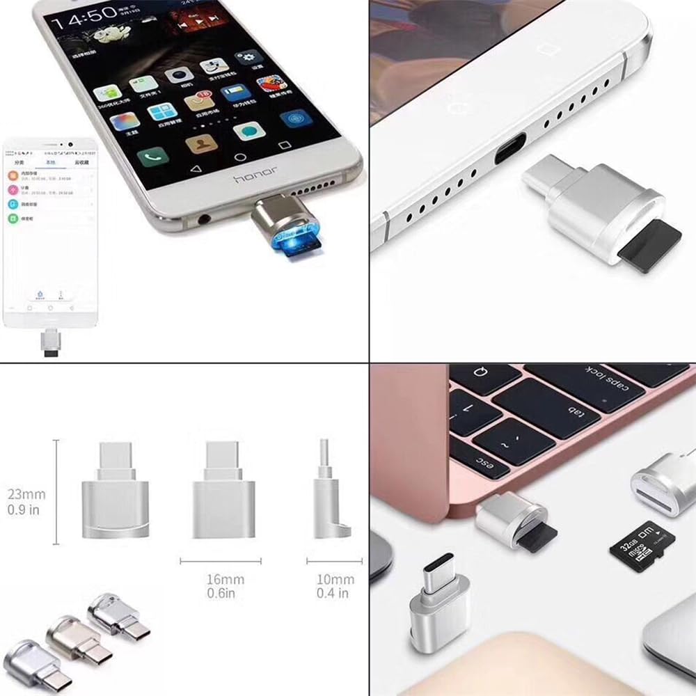 NFHK 2pcs USB 2.0 Type C USB-C to Micro SD SDXC TF Card Reader Adapter for MacBook Cell Phone