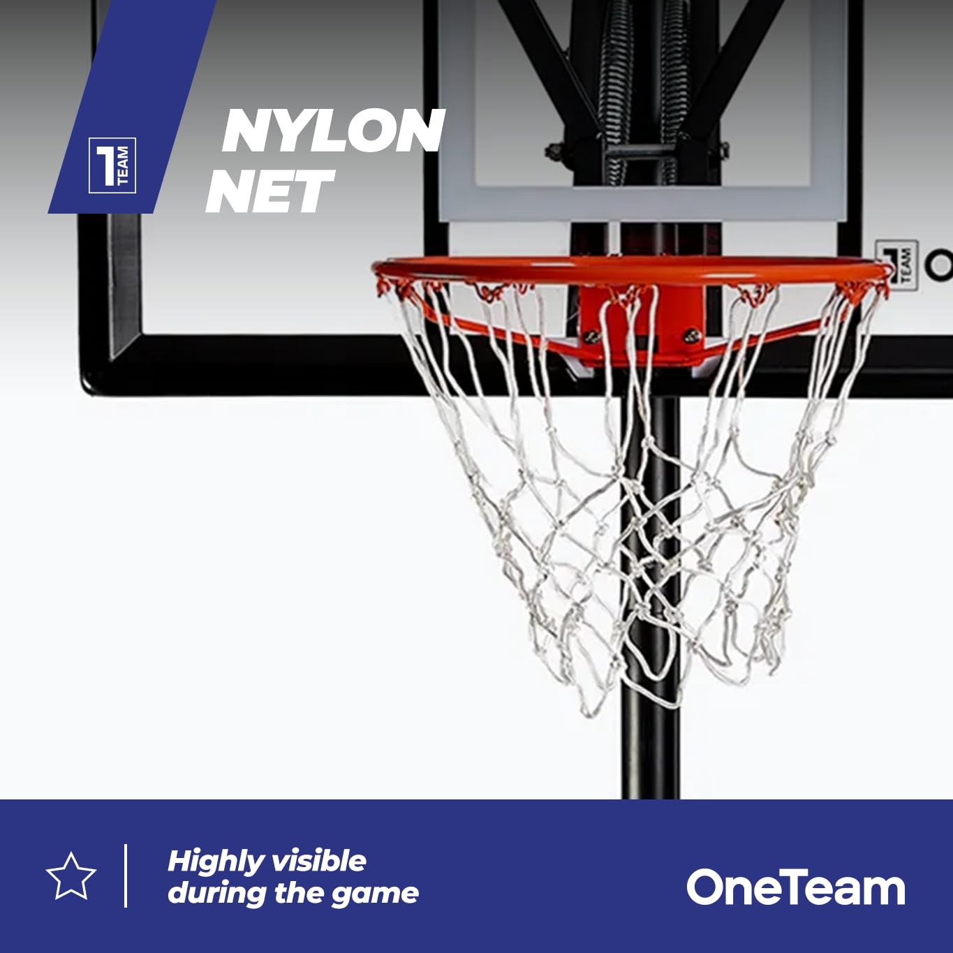 OneTeam Balón de Baloncesto BH04, Negro, Ajustable, Independiente, con Ruedas de Transporte, Material PC Duradero, Base Estable con 140 L de Capacidad con Tabla y Rejilla