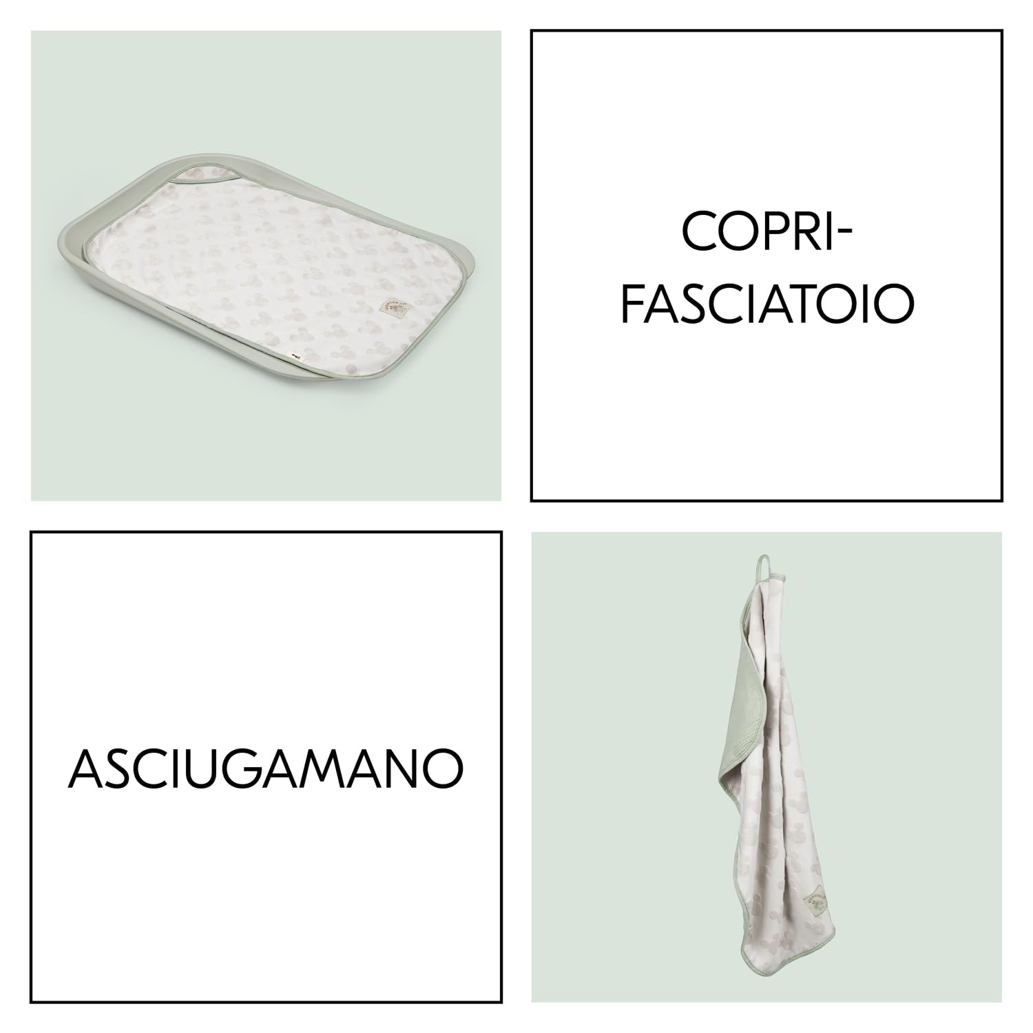 hauck Coprifasciatoio e Asciugamano 2 in 1 per Neonati, Disney Mickey Light Beige - 44 x 69 x 0,4 cm Compatibile con Fasciatoio Change N Clean - Mussola Cotone Traspirante e Spugna - con Asola