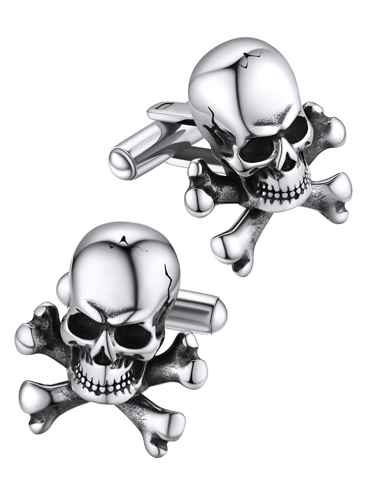 FaithHeart Gemelli per Camicia Abito Uomo Stile Vichingo Tecnologia di Rilievo 3D Rune Celtico Trinità Lupo in Argento/Nero Vintage Lucidatura Manuale Regalo per Lei Padre Ragazzi