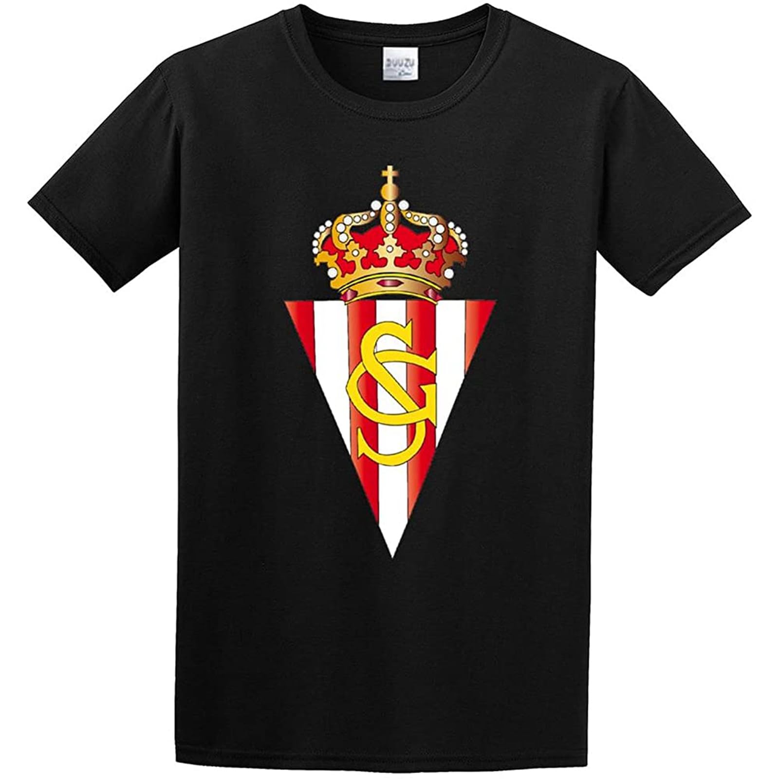 Sporting De Gijón Customized Tee O Neck Men Shirt Black (Black 3XL)